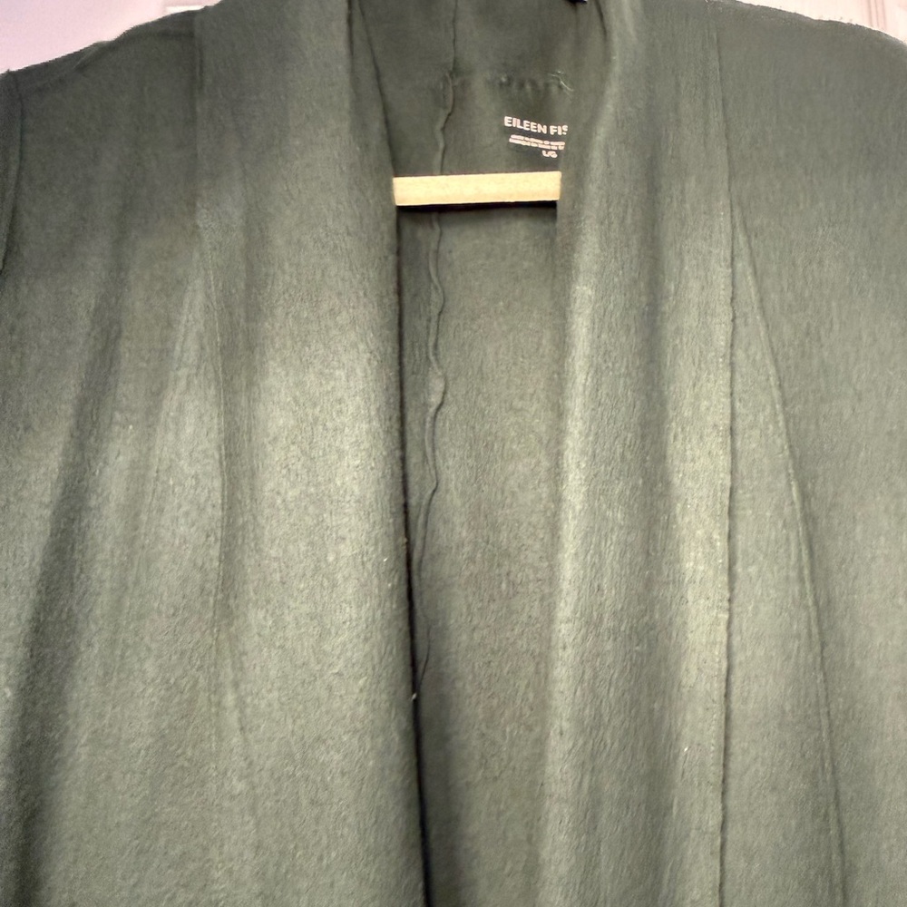 Eileen Fisher Emerald Green Open Front Cardigan - Picture 4 of 7